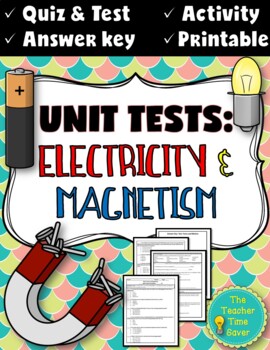 Preview of Electricity and Magnetism Editable Test & Quiz | Physical Science Unit