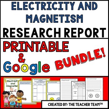 Preview of Electricity and Magnetism Report Printable and Google Slides Bundle