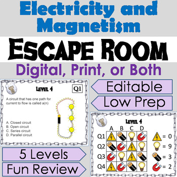 Preview of Electricity & Magnetism Activity Digital Escape Room: Circuits, Electromagnetism