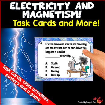 Preview of Electricity and Magnetism: Science Task Cards and More Print and Digital