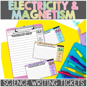 Preview of Electricity and Magnetism Science Exit Tickets or Science Writing Prompts