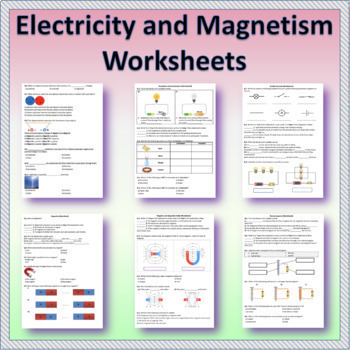 Preview of Electricity and Magnetism Unit - Worksheets | Printable & Distance Learning