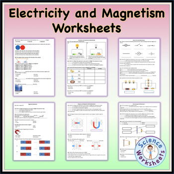 Preview of Electricity and Magnetism Unit - Worksheets | Printable & Distance Learning