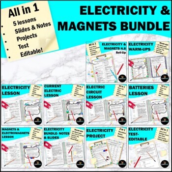 Preview of Electricity & Magnetism UNIT Bundle - Notes, PowerPoints, Activities - NGSS