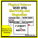 Electricity and Magnets Word Wall and Practice- English an