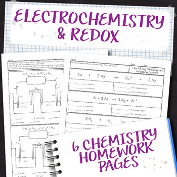 Preview of Electrochemistry and Redox Chemistry Homework Pages