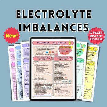 Preview of Electrolyte Imbalances Study Guide | Nursing Notes | 6 Pages PDF Digital Downloa