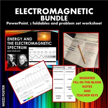 Preview of Electromagnetic Bundle: PowerPoint, 2 foldables, visible light worksheet