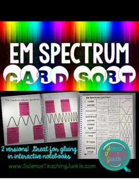 Electromagnetic (EM) Spectrum Card Sort by Science Teaching Junkie Inc