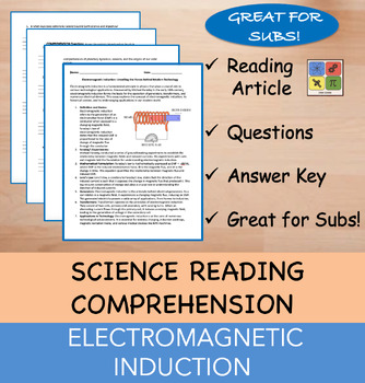 Preview of Electromagnetic Induction - Reading Passage and x 10 Questions (EDITABLE)