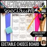 Electromagnetic Spectrum Editable Choice Board Project - Editable