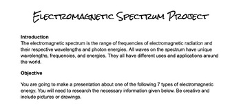 Preview of Electromagnetic Spectrum Project
