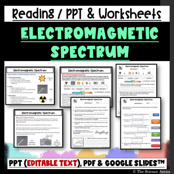 Preview of Electromagnetic Spectrum Reading Comprehension Worksheets – PPT, PDF, Digital