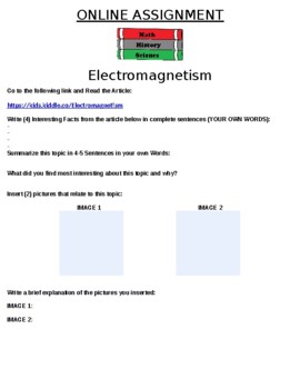 Preview of Electromagnetism Online Assignment