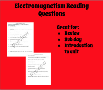 Preview of Electromagnetism Reading Questions