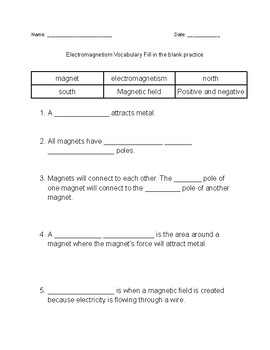 Electromagnetism Vocabulary-Adapted and Differentiated for Special ...