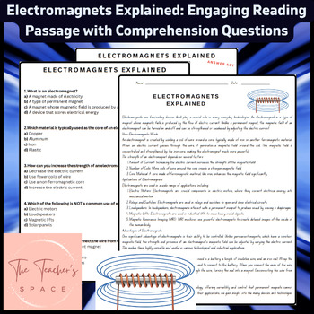 Preview of Electromagnets Explained: Engaging Reading Passage with Comprehension Questions