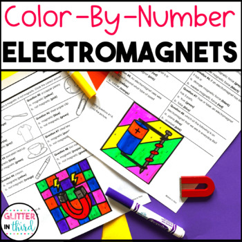 Preview of Electromagnets & Magnetism Worksheets Activities Color By Number