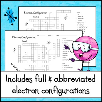 Crossword Puzzles Electron Configuration Activity by The Skye World