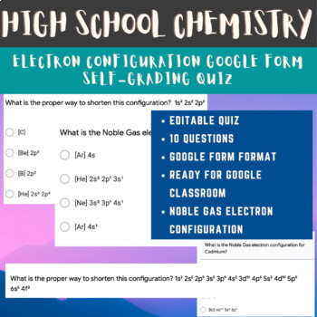 Preview of Electron Configuration Activity on Google Forms Noble Gas Configuration