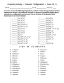 Electron Configuration - Chemistry Matching Worksheet - Form 1A