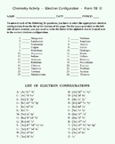 Electron Configuration - Free Chemistry Matching Worksheet