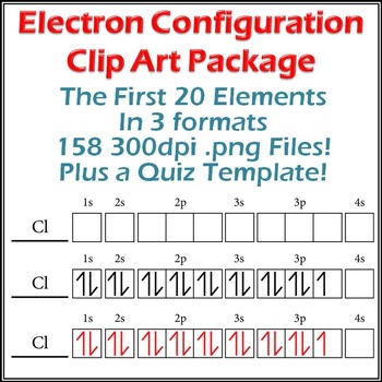 Preview of Electron Configuration Diagrams Clip Art and Make-Your-Own-Quiz Package