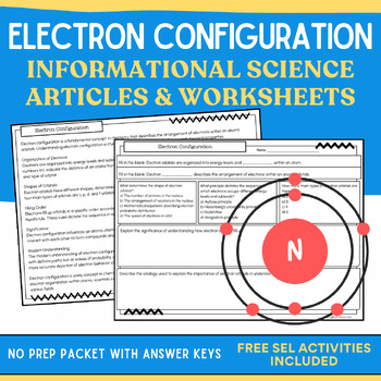 Preview of Electron Configuration: Informational Passages, Worksheets, & Answer Keys