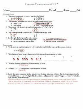 Electron Configuration Quiz By Chem Queen Teachers Pay Teachers