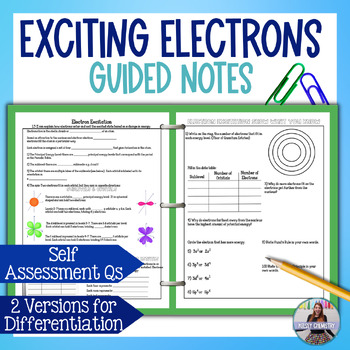 Preview of Exciting Electrons Guided Notes Lesson - Excited State, Ground State, Flame Test
