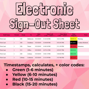 Preview of Electronic Classroom Sign-Out Sheet