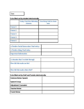 Electronic Parent Communication Homelog Template by Caitlin Burke