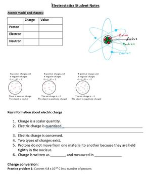 Preview of Electrostatic Student and Teacher Notes