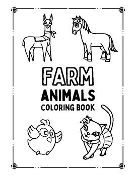 Preview of Elegant Black and White Farm Animals Coloring Worksheet Set