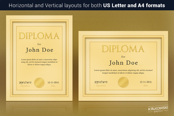 Preview of Elegant Golden Diploma Template