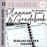 Elegant Green/Yellow Teacher Planner with Editable Dates (B)