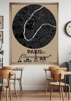 Preview of Elegant Minimalist Map of Paris 16 Arrondissements