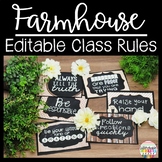 Rustic Chalkboard Classroom Rules Editable