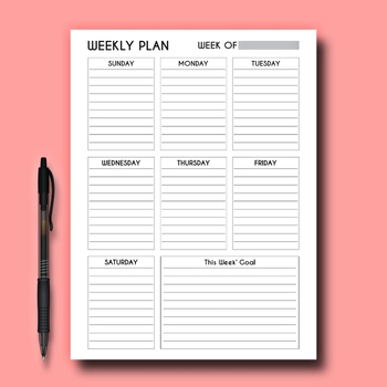 Preview of Elegant Daily Schdule Printable Weekly Planner Template Students and Teachers