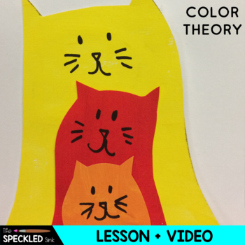 Preview of Color Mixing Art Lesson with Video. Cat Painting