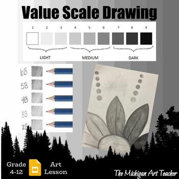 Preview of Element Of Art Value Lesson - Value Scale Activity -Shading and Blending Project