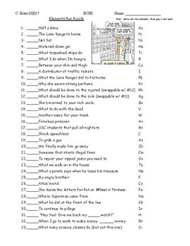 Preview of Element Puns Matching Puzzle; EDITABLE, GOOGLE *Key Included* includes old pdf