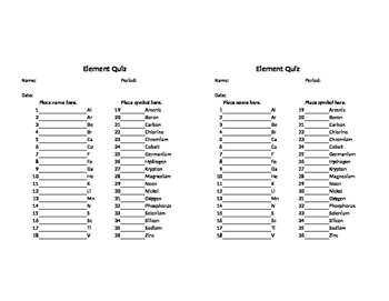 Preview of Element Quiz(zes)