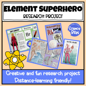 Preview of Element Superhero Project - Periodic Table of Elements Research (Editable)