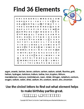 Preview of Find 36 Elements - A Word Search on the Periodic Table
