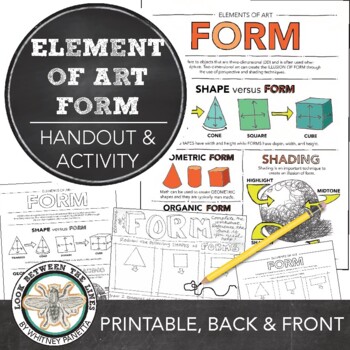 Preview of Form, Elements of Art Printable Worksheet: Middle School Art, High School Art