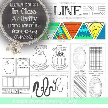 Preview of Line, Elements of Art Printable Worksheet: Elementary, Middle, High School Art