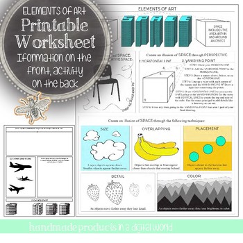 element of art space printable worksheet daily visual art class activity