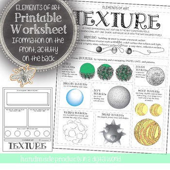 Preview of Element of Art Texture Worksheet: Visual Art In Class Activity