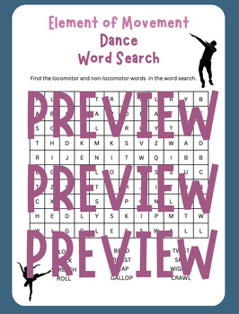 Preview of Element of Movement Word Search - Dance